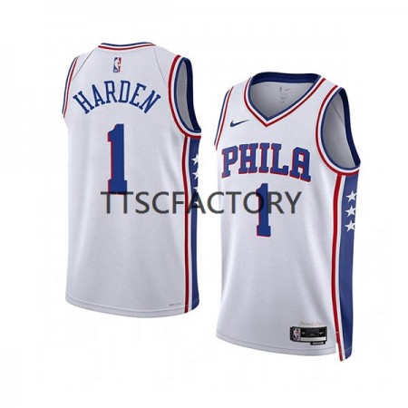Maillot Basket Philadelphia 76ers James Harden 1 Nike 2022-23 Association Edition Blanc Swingman - Homme